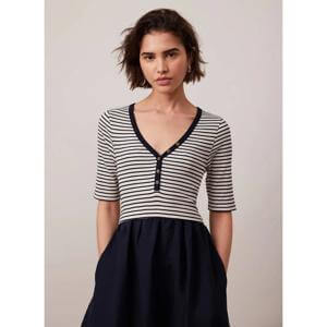 Mint Velvet Navy Striped Woven Mix Midi Dress